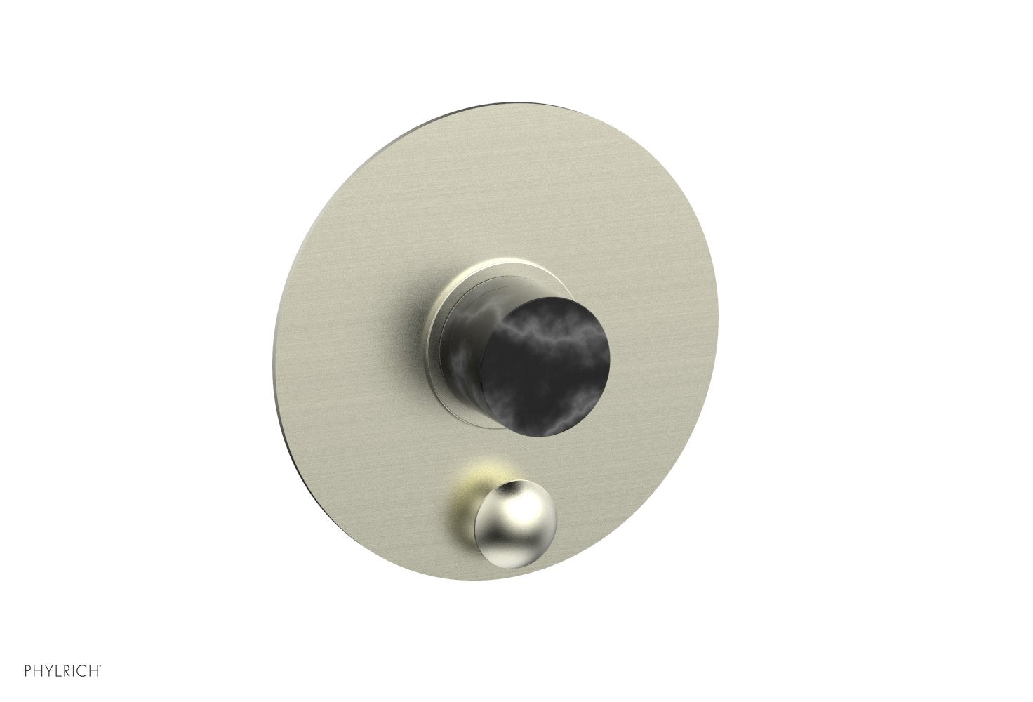Phylrich BASIC II Pressure Balance Shower Plate with Diverter and Handle Trim Set - Black Marble