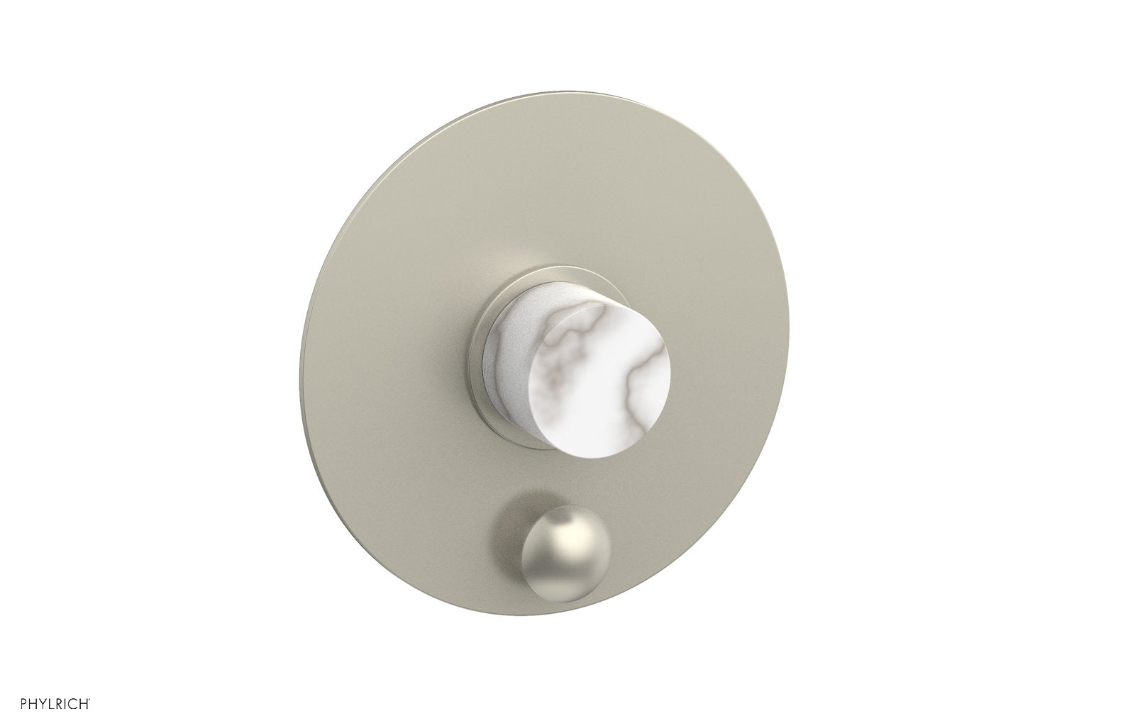 Phylrich BASIC II Pressure Balance Shower Plate with Diverter and Handle Trim Set - White Marble