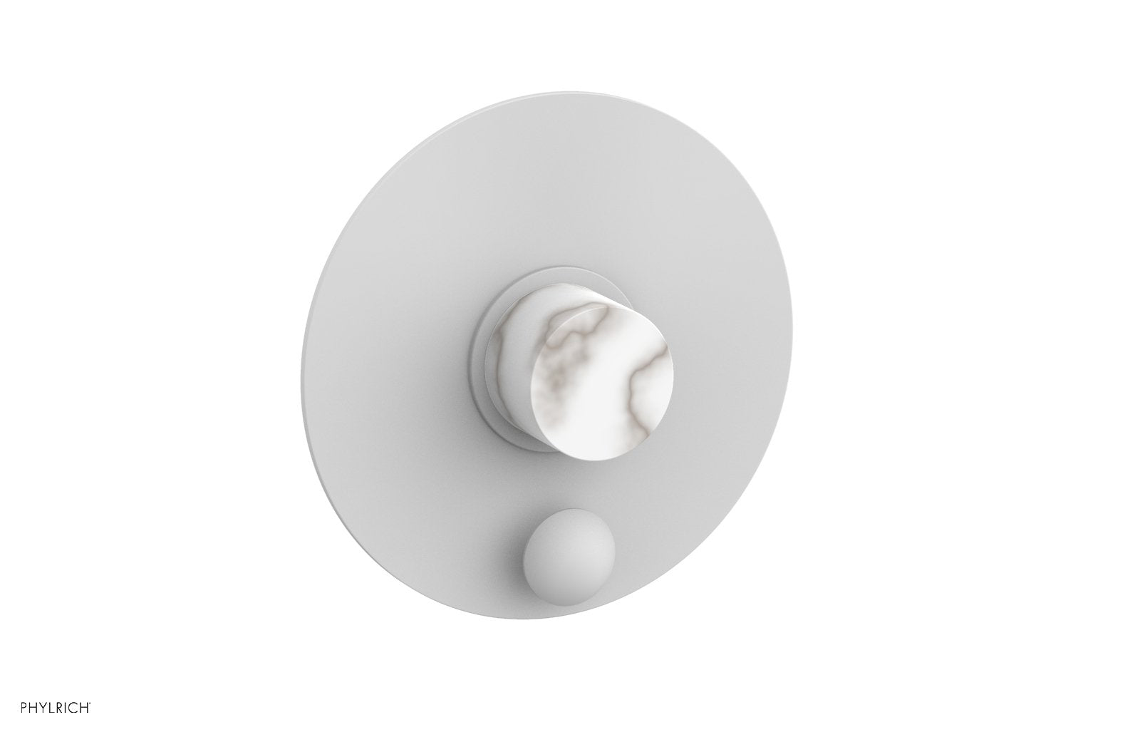 Phylrich BASIC II Pressure Balance Shower Plate with Diverter and Handle Trim Set - White Marble