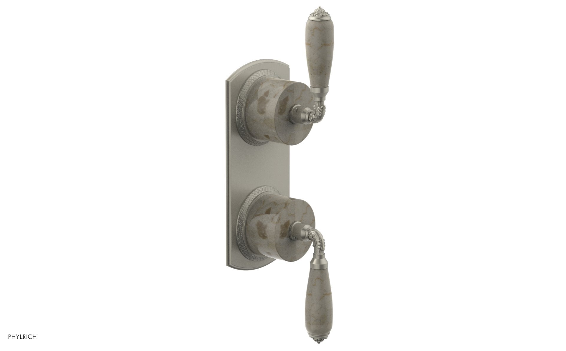 Phylrich VALENCIA Thermostatic Valve with Volume Control or Diverter, Beige Marble Lever Handles