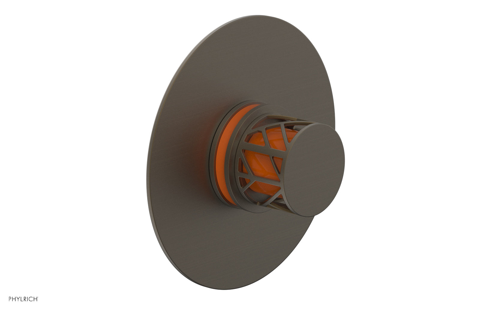 Phylrich JOLIE Thermostatic Shower Trim, Round Handle with "Orange" Accents