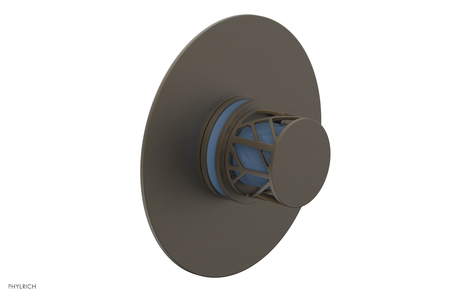 Phylrich JOLIE Pressure Balance Shower Plate & Handle Trim, Round Handle with "Light Blue" Accents