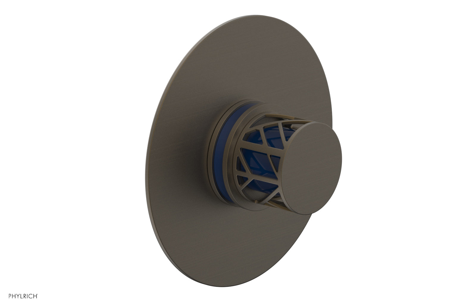 Phylrich JOLIE Pressure Balance Shower Plate & Handle Trim, Round Handle with "Navy Blue" Accents