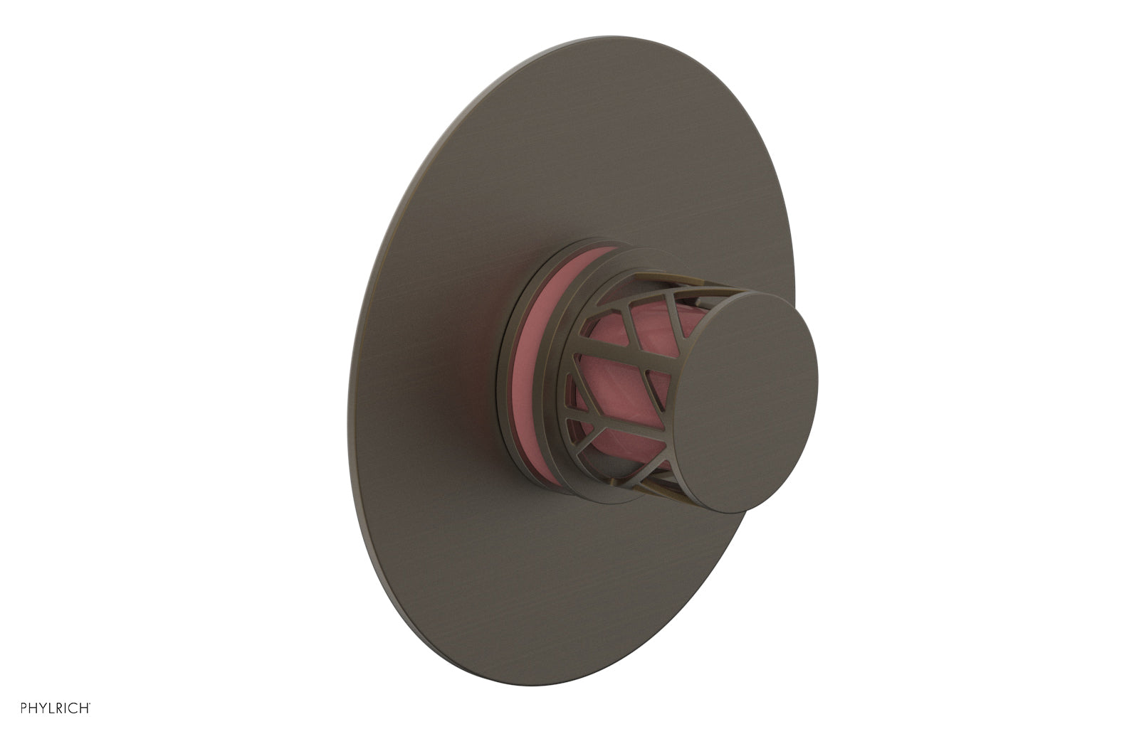 Phylrich JOLIE Pressure Balance Shower Plate & Handle Trim, Round Handle with "Pink" Accents