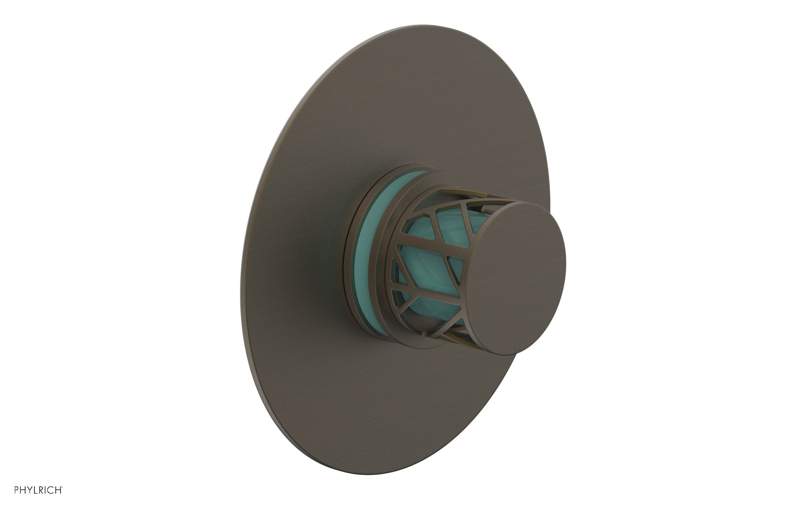 Phylrich JOLIE Thermostatic Shower Trim, Round Handle with "Turquoise" Accents