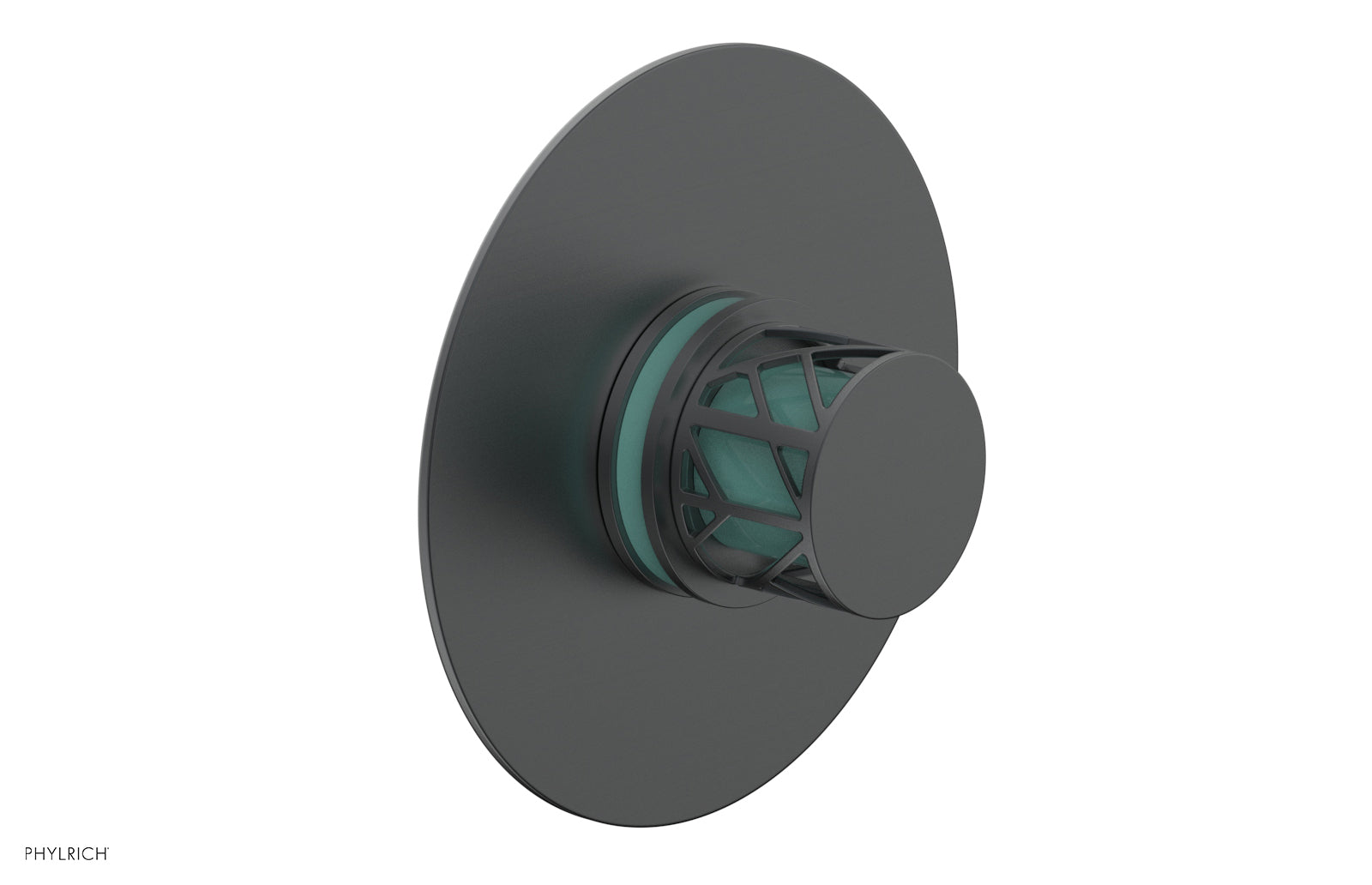 Phylrich JOLIE Thermostatic Shower Trim, Round Handle with "Turquoise" Accents