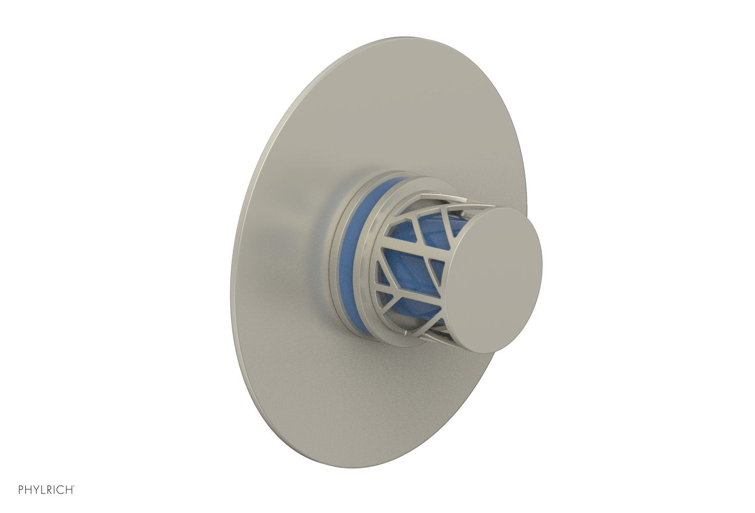 Phylrich JOLIE Thermostatic Shower Trim, Round Handle with "Light Blue" Accents