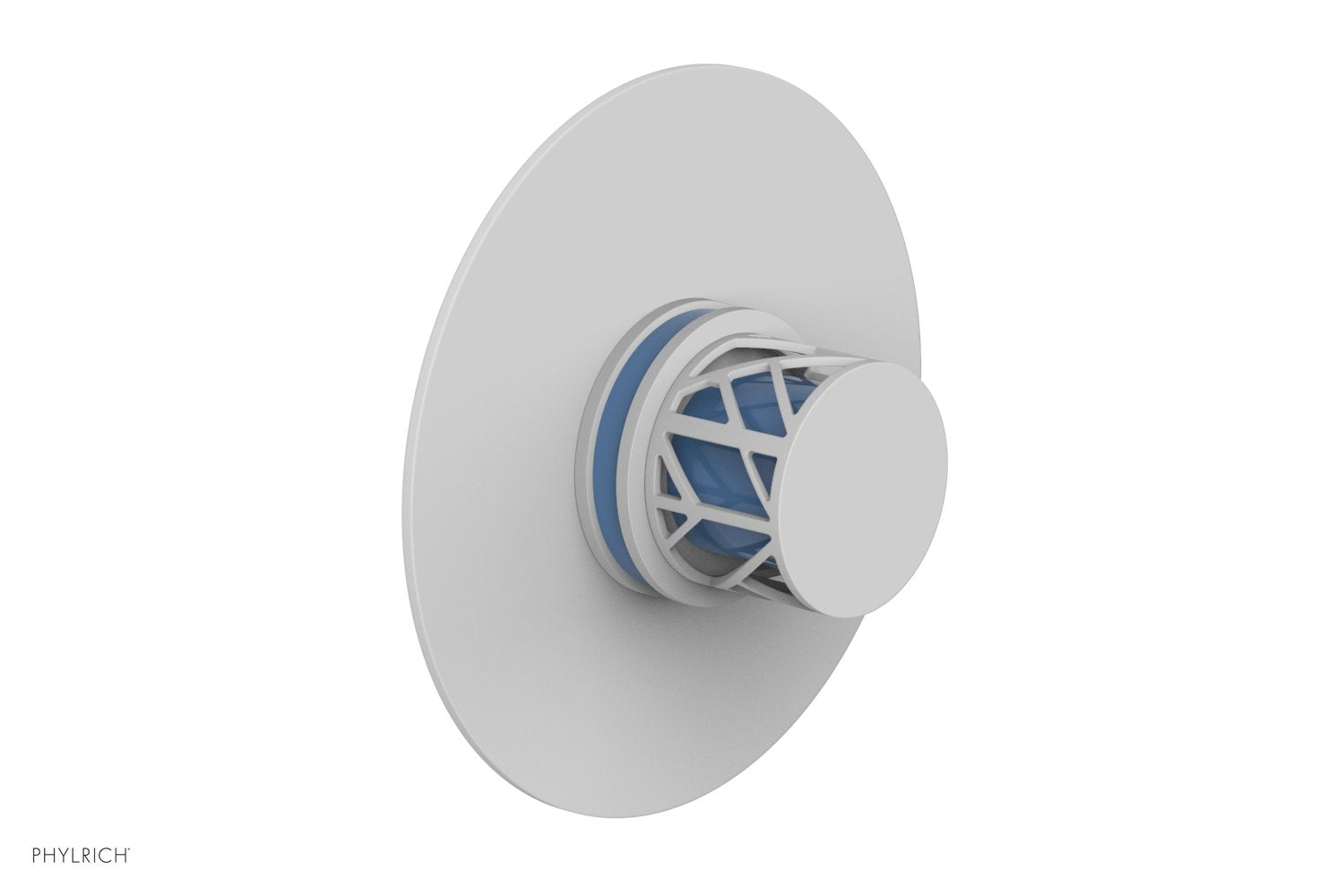 Phylrich JOLIE Thermostatic Shower Trim, Round Handle with "Light Blue" Accents
