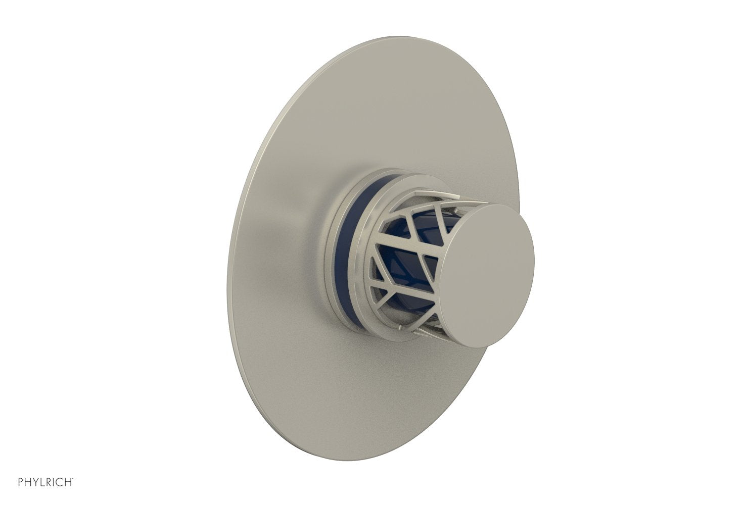 Phylrich JOLIE Thermostatic Shower Trim, Round Handle with "Navy Blue" Accents