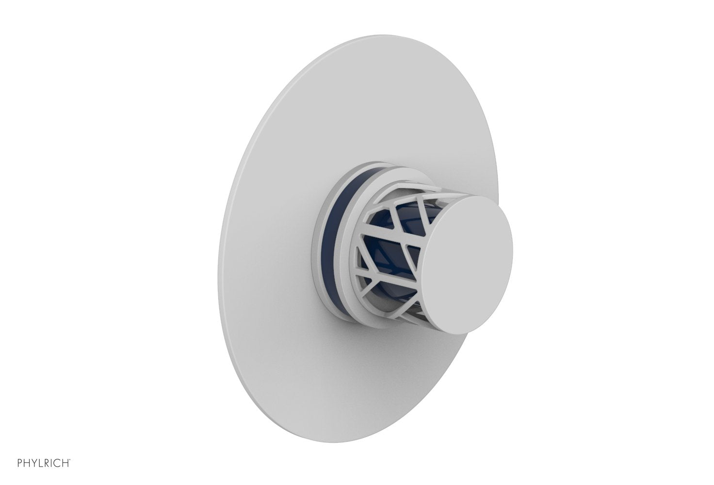 Phylrich JOLIE Pressure Balance Shower Plate & Handle Trim, Round Handle with "Navy Blue" Accents