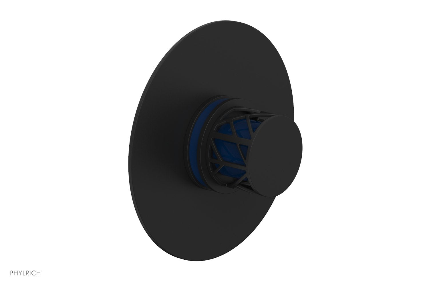 Phylrich JOLIE Pressure Balance Shower Plate & Handle Trim, Round Handle with "Navy Blue" Accents