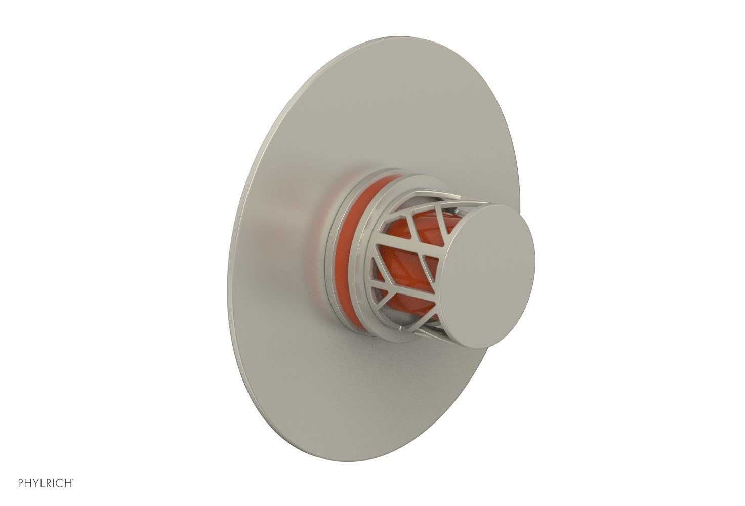 Phylrich JOLIE Thermostatic Shower Trim, Round Handle with "Orange" Accents