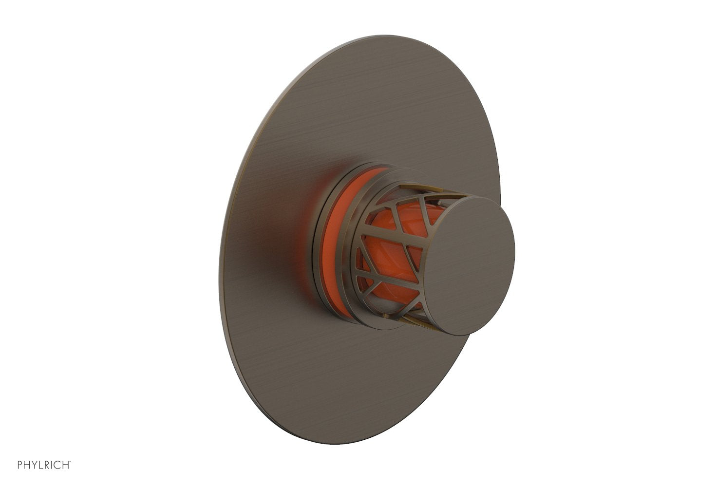 Phylrich JOLIE Thermostatic Shower Trim, Round Handle with "Orange" Accents