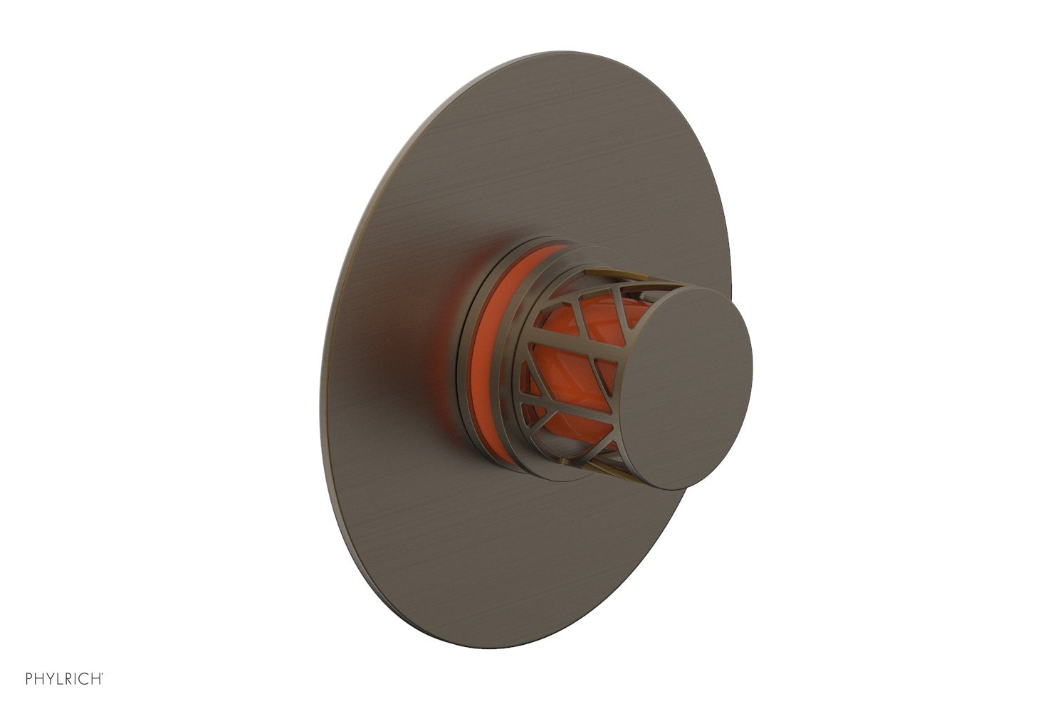 Phylrich JOLIE Pressure Balance Shower Plate & Handle Trim, Round Handle with "Orange" Accents