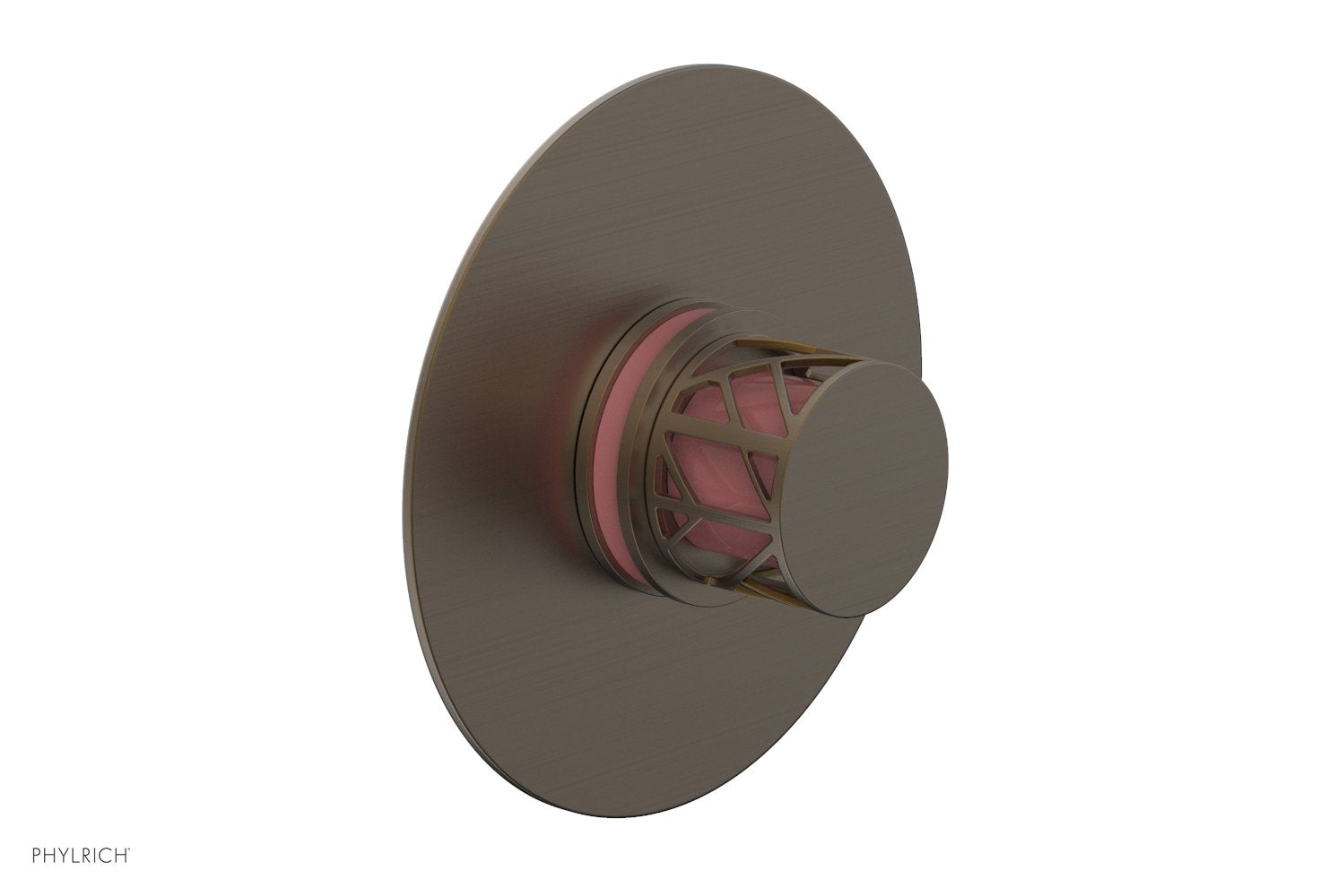 Phylrich JOLIE Thermostatic Shower Trim, Round Handle with "Pink" Accents
