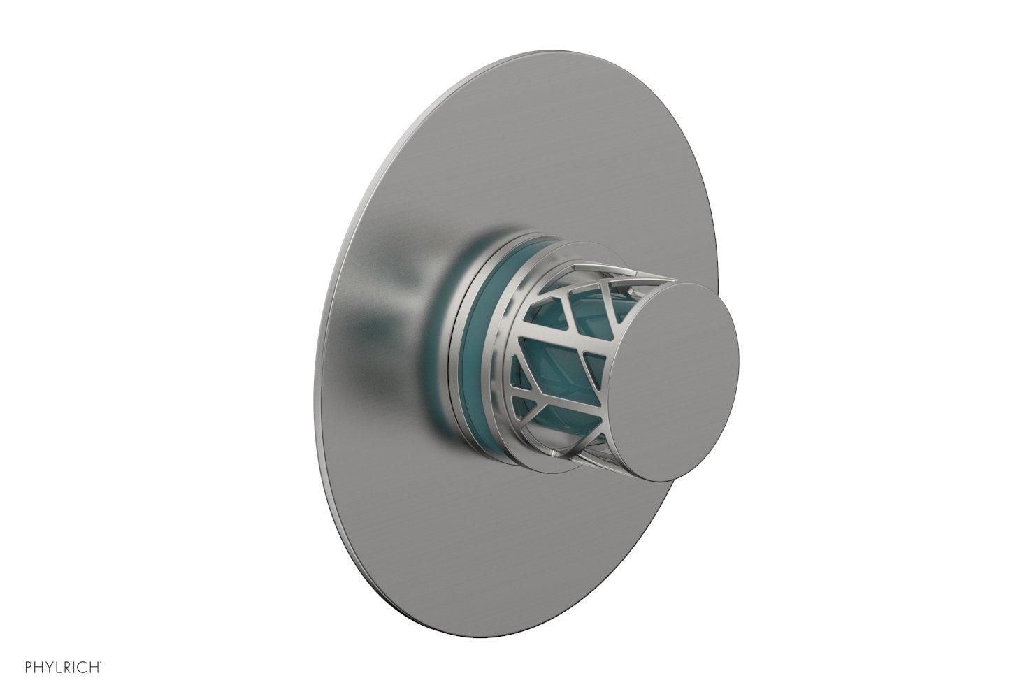 Phylrich JOLIE Thermostatic Shower Trim, Round Handle with "Turquoise" Accents