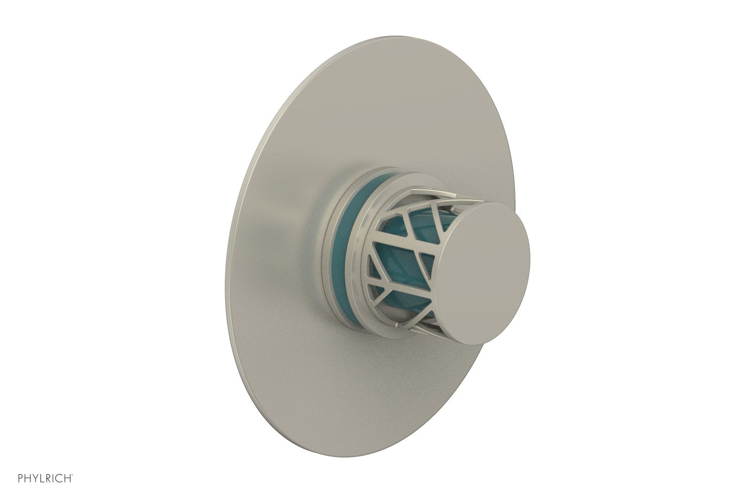 Phylrich JOLIE Thermostatic Shower Trim, Round Handle with "Turquoise" Accents