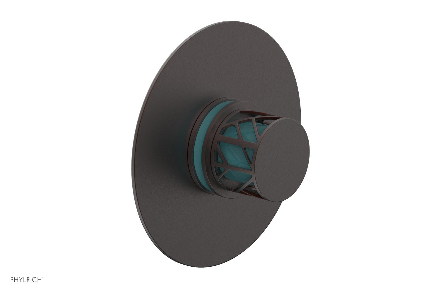 Phylrich JOLIE Pressure Balance Shower Plate & Handle Trim, Round Handle with "Turquoise" Accents