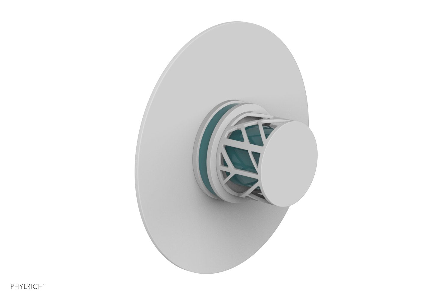 Phylrich JOLIE Thermostatic Shower Trim, Round Handle with "Turquoise" Accents