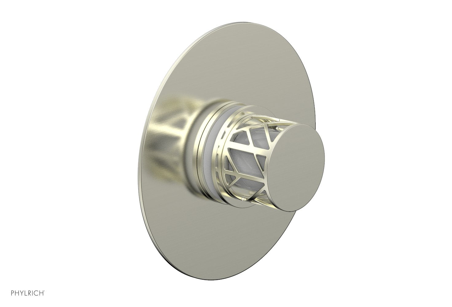 Phylrich JOLIE Thermostatic Shower Trim, Round Handle with "White" Accents
