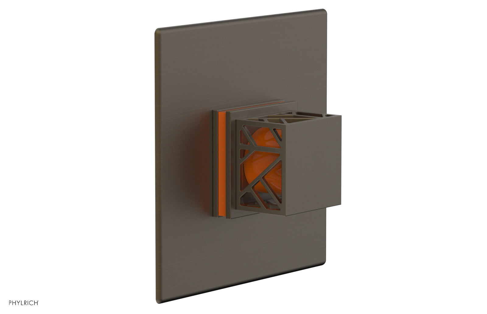Phylrich JOLIE Thermostatic Shower Trim, Square Handle with "Orange" Accents