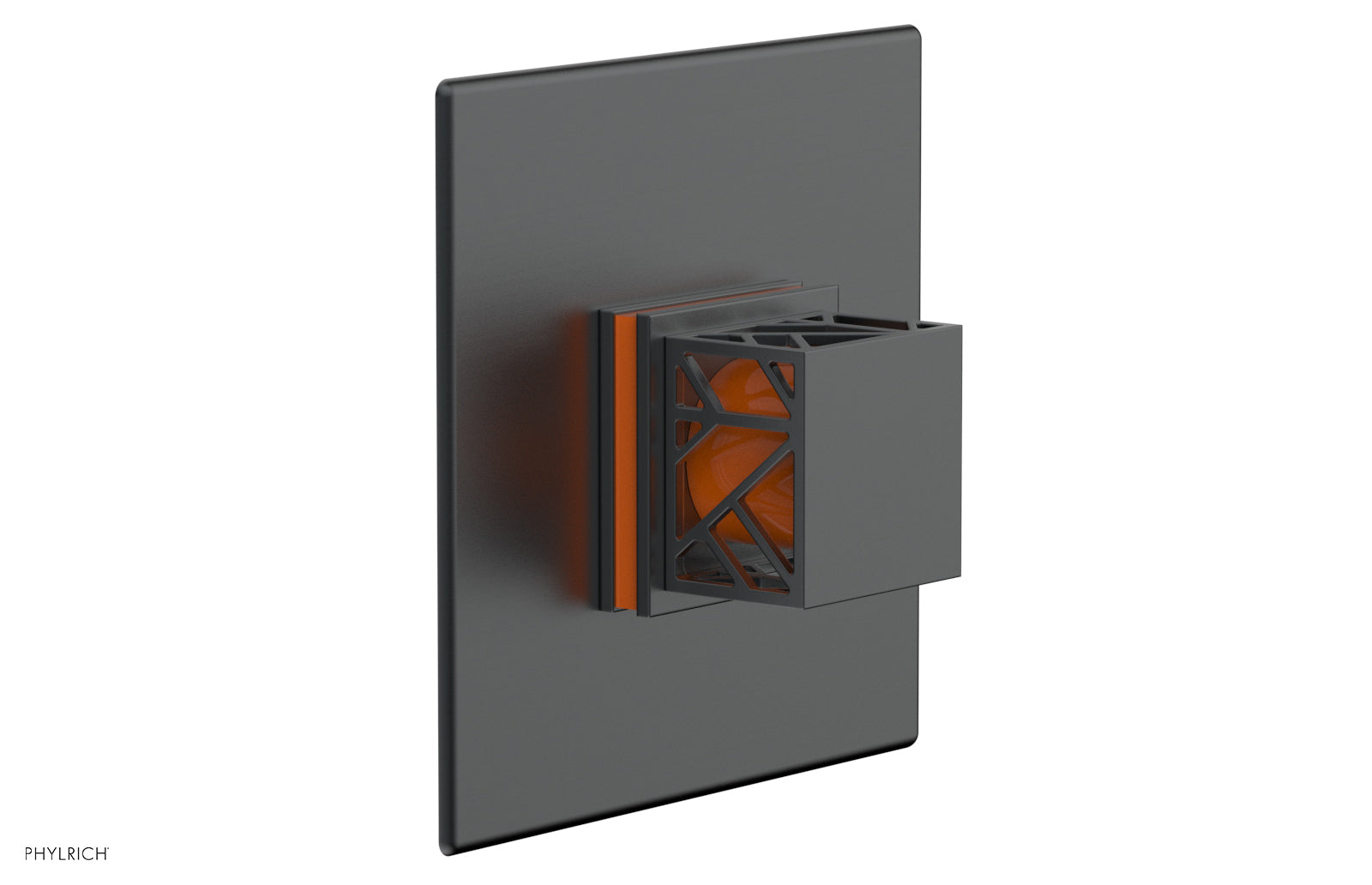 Phylrich JOLIE Pressure Balance Shower Plate & Handle Trim, Square Handle with "Orange" Accents