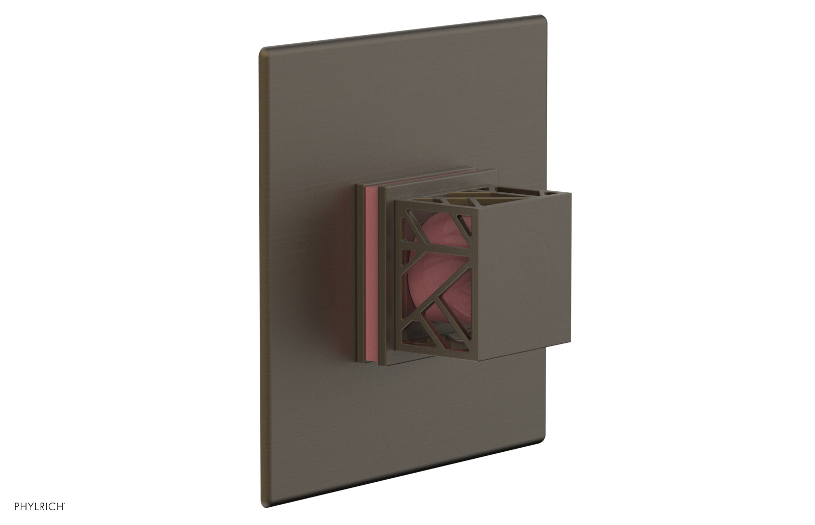 Phylrich JOLIE Thermostatic Shower Trim, Square Handle with "Pink" Accents