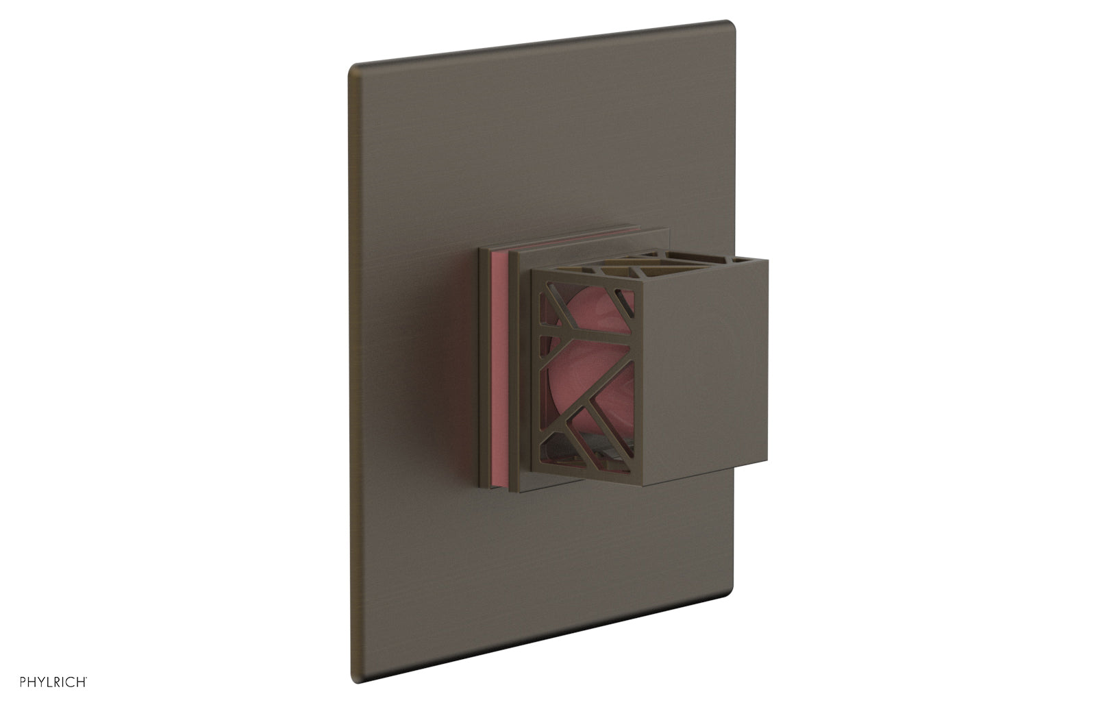 Phylrich JOLIE Pressure Balance Shower Plate & Handle Trim, Square Handle with "Pink" Accents