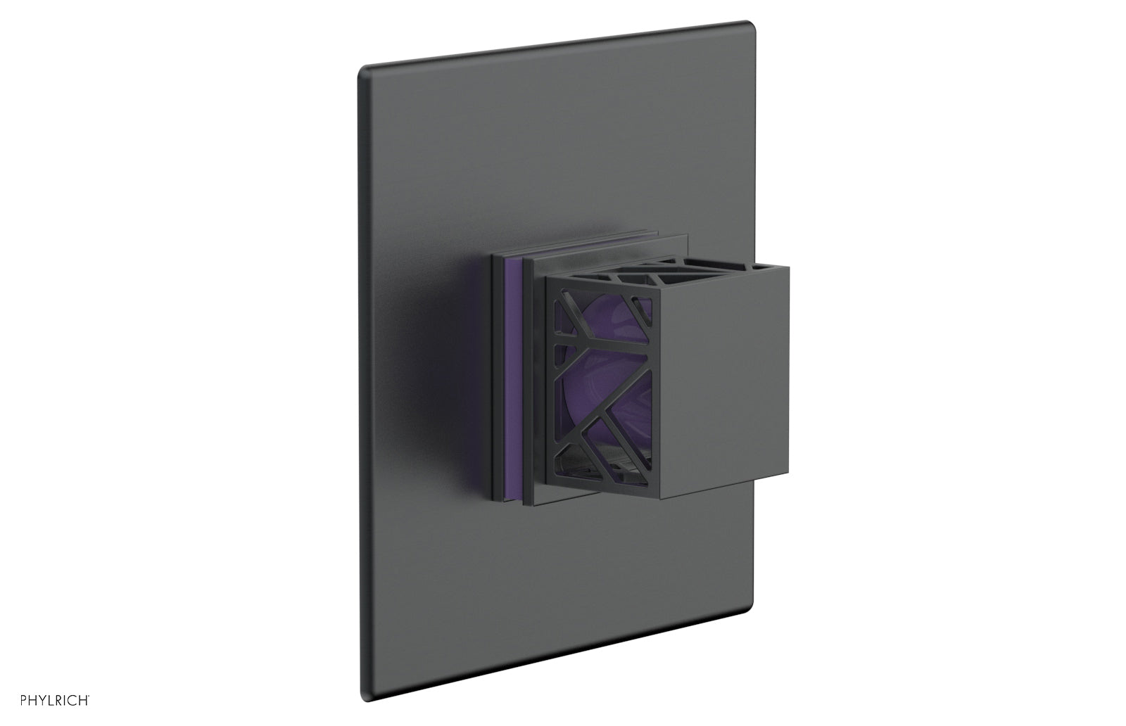 Phylrich JOLIE Pressure Balance Shower Plate & Handle Trim, Square Handle with "Purple" Accents