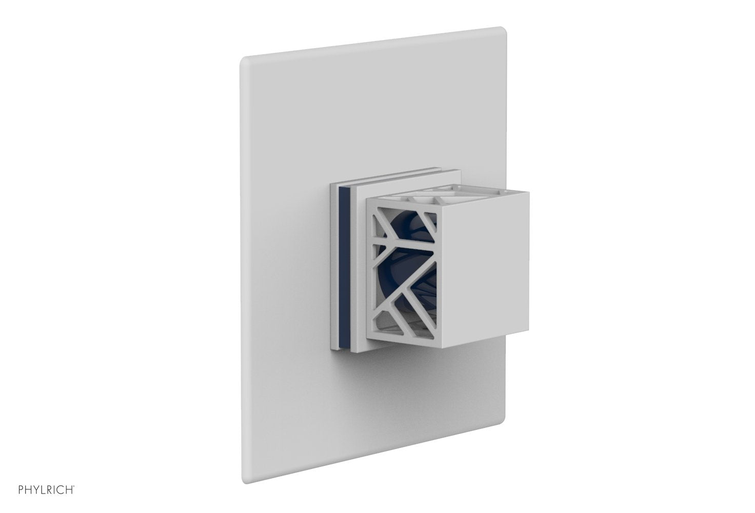 Phylrich JOLIE Thermostatic Shower Trim, Square Handle with "Navy Blue" Accents