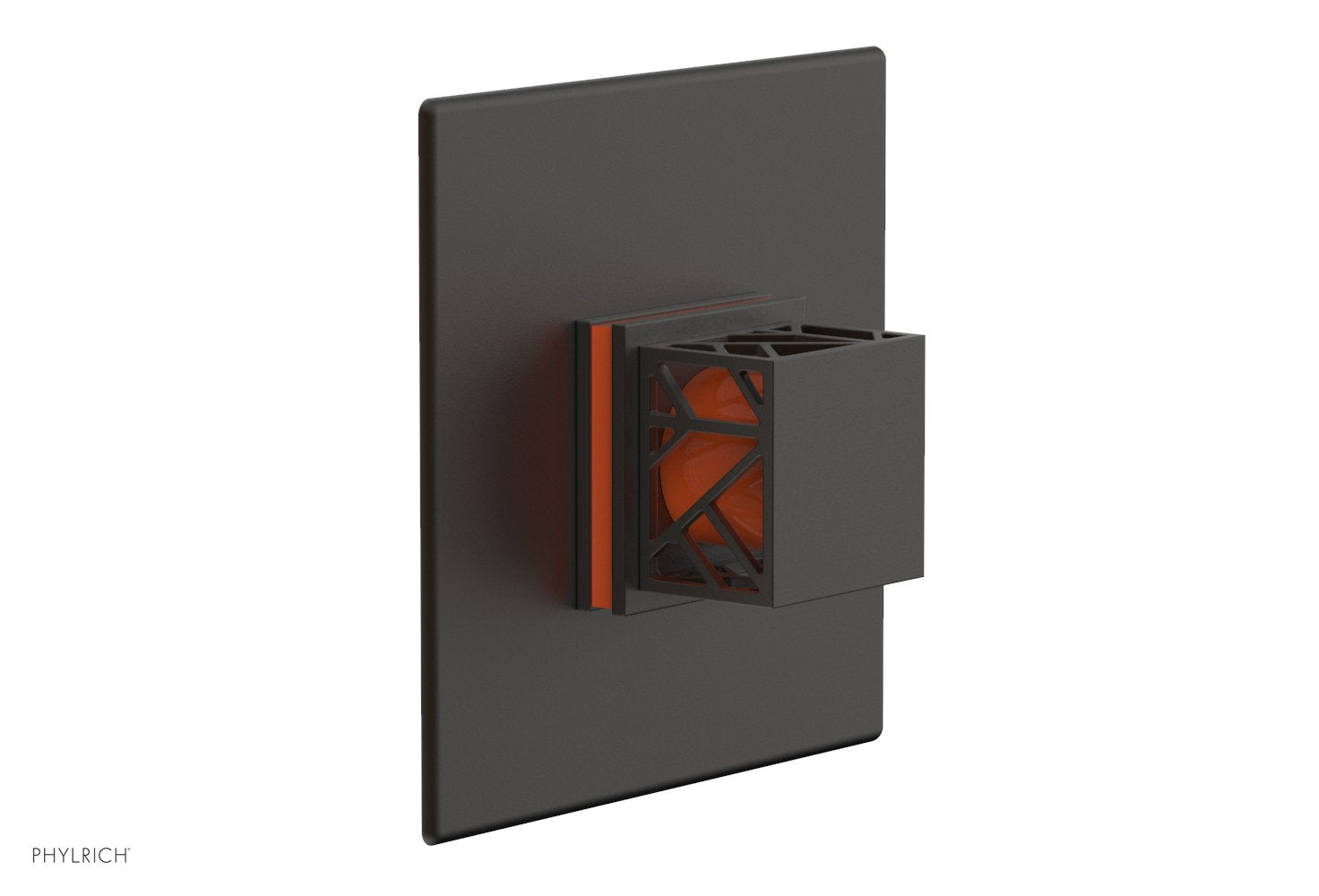 Phylrich JOLIE Thermostatic Shower Trim, Square Handle with "Orange" Accents