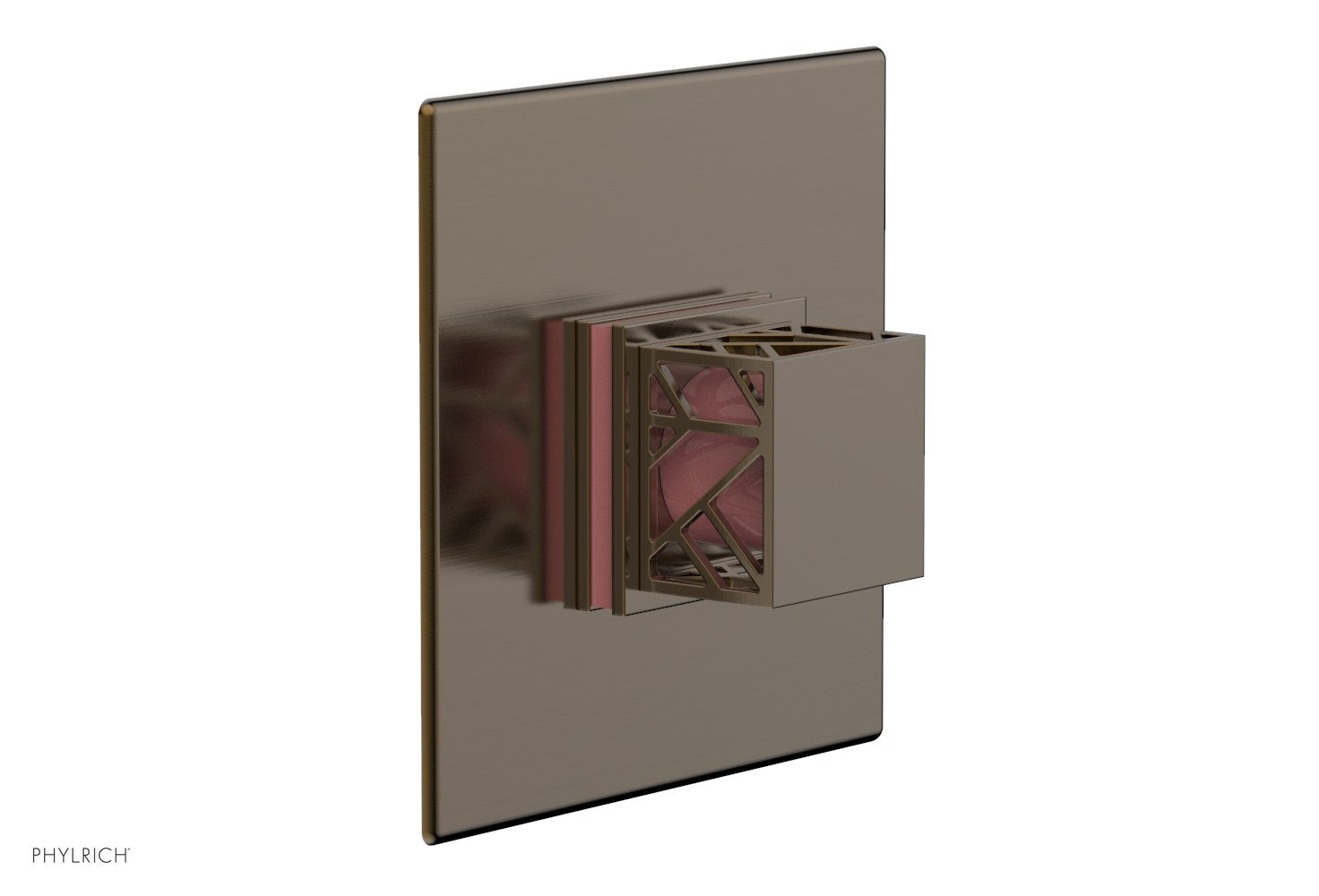 Phylrich JOLIE Pressure Balance Shower Plate & Handle Trim, Square Handle with "Pink" Accents