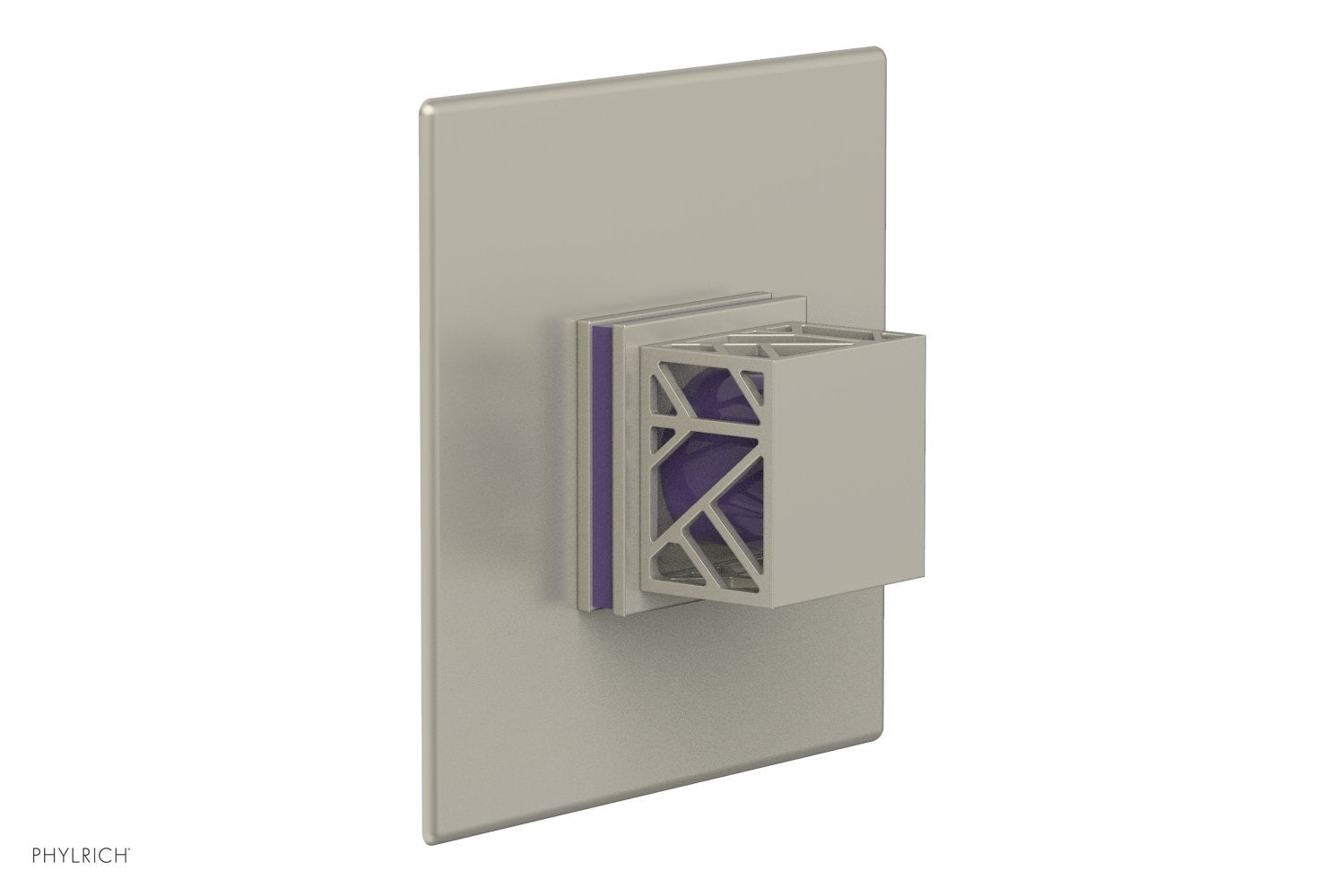 Phylrich JOLIE Thermostatic Shower Trim, Square Handle with "Purple" Accents