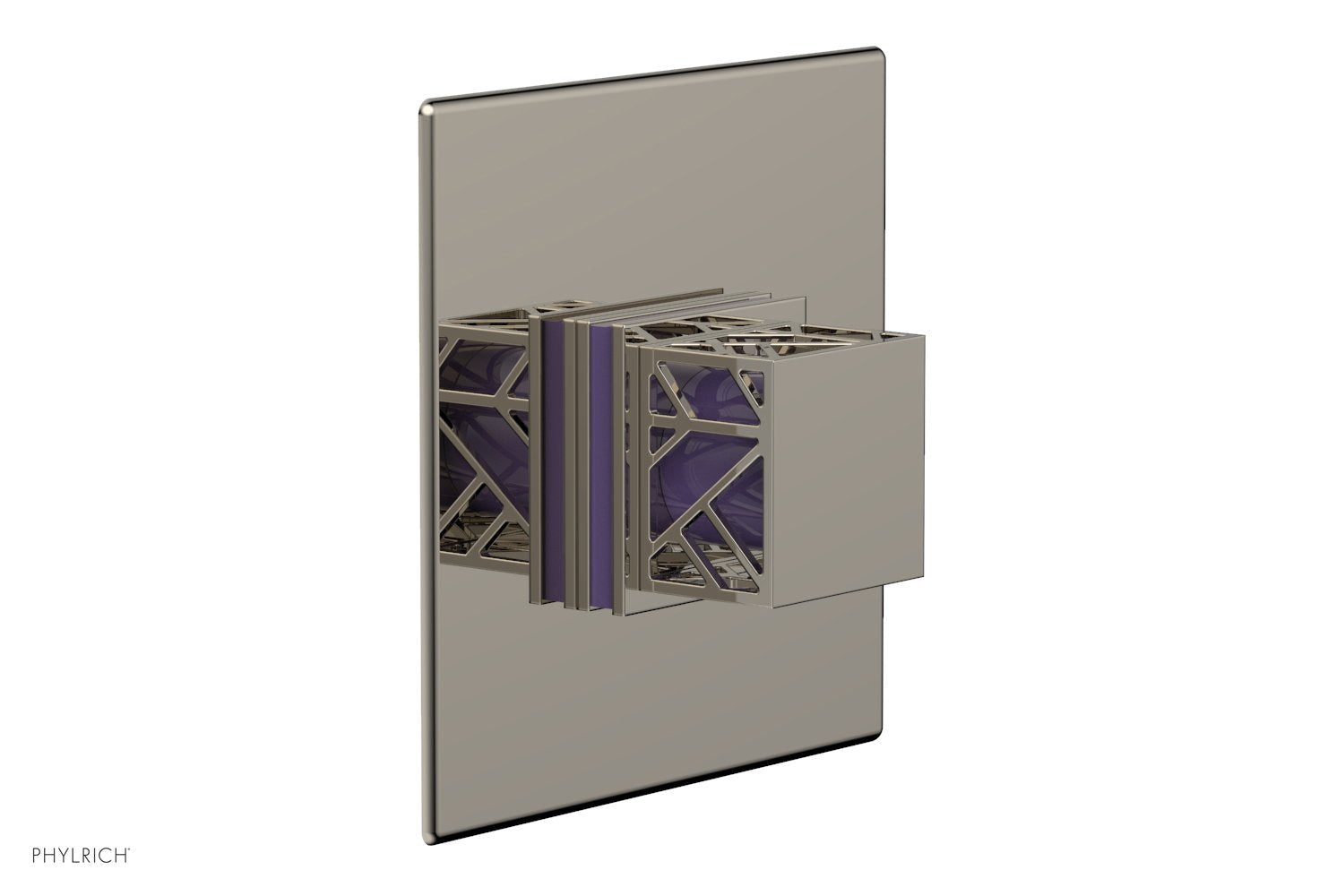 Phylrich JOLIE Pressure Balance Shower Plate & Handle Trim, Square Handle with "Purple" Accents