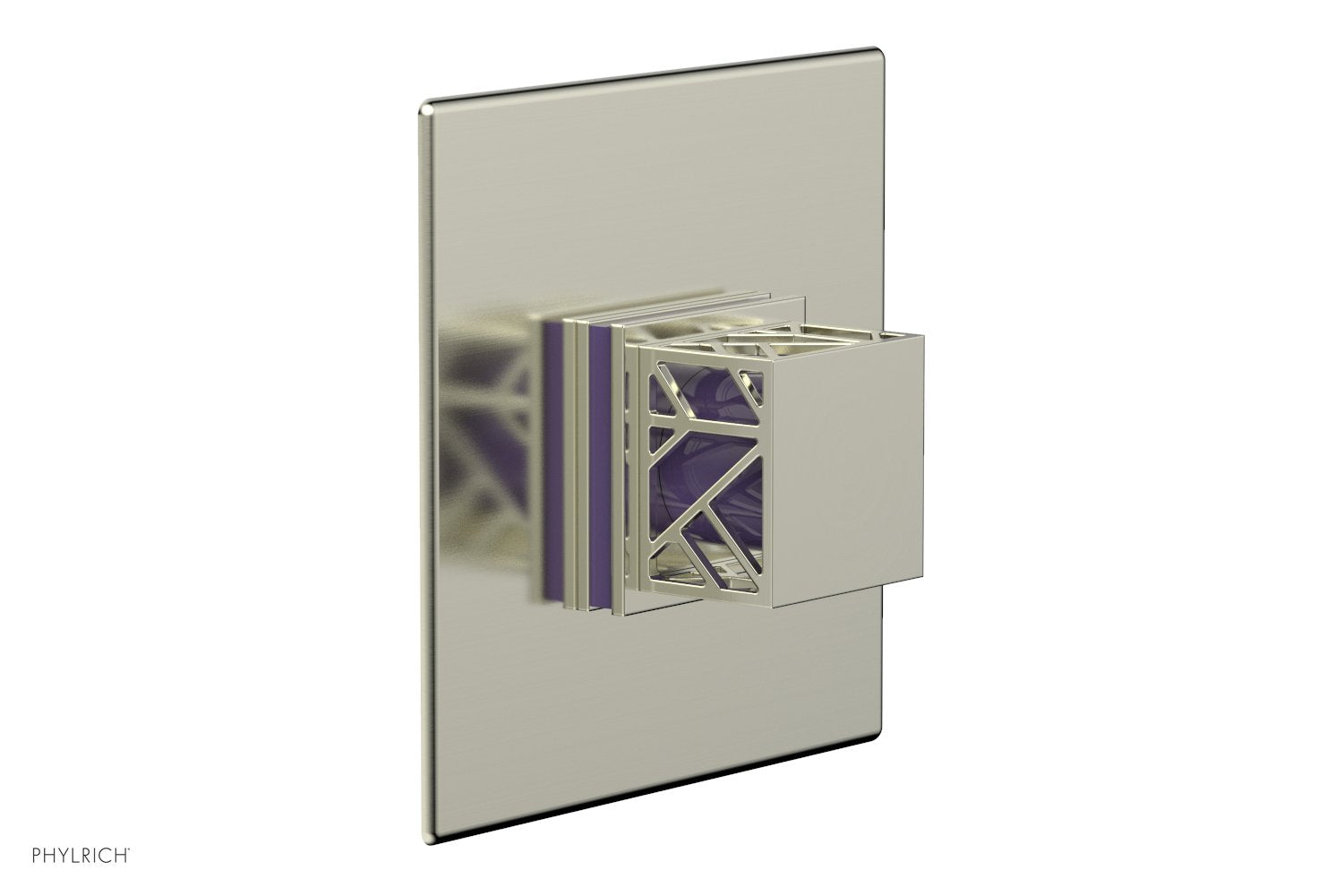 Phylrich JOLIE Pressure Balance Shower Plate & Handle Trim, Square Handle with "Purple" Accents