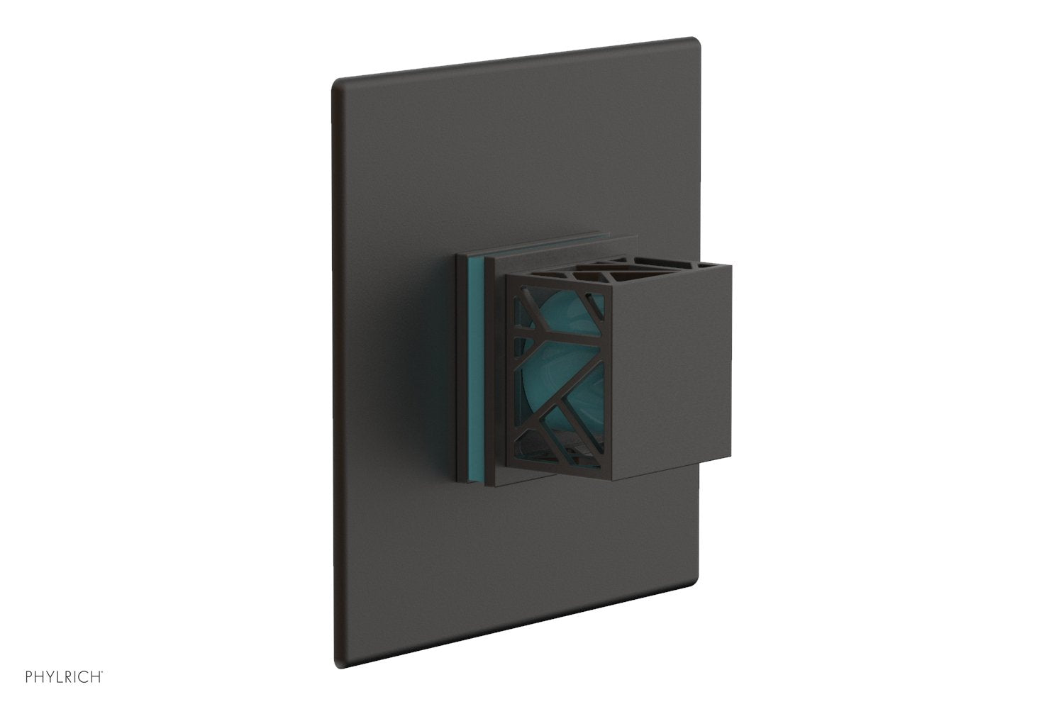Phylrich JOLIE Thermostatic Shower Trim, Square Handle with "Turquoise" Accents