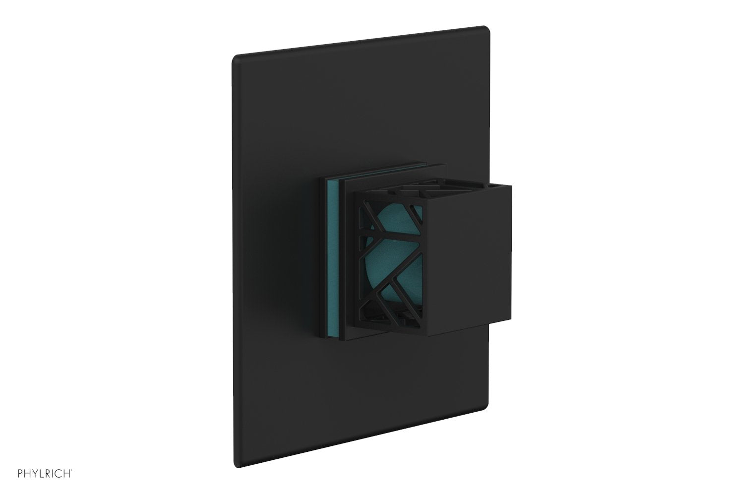 Phylrich JOLIE Pressure Balance Shower Plate & Handle Trim, Square Handle with "Turquoise" Accents