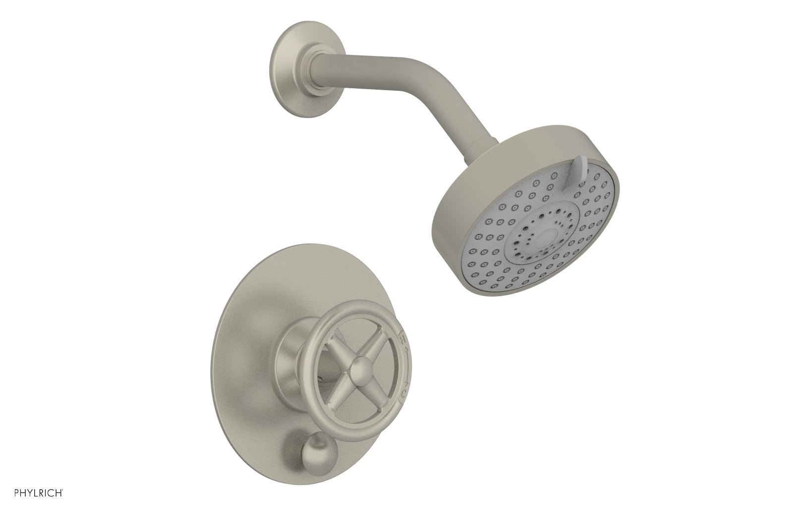 Phylrich WORKS Pressure Balance Shower and Diverter Set (Less Spout), Cross Handle