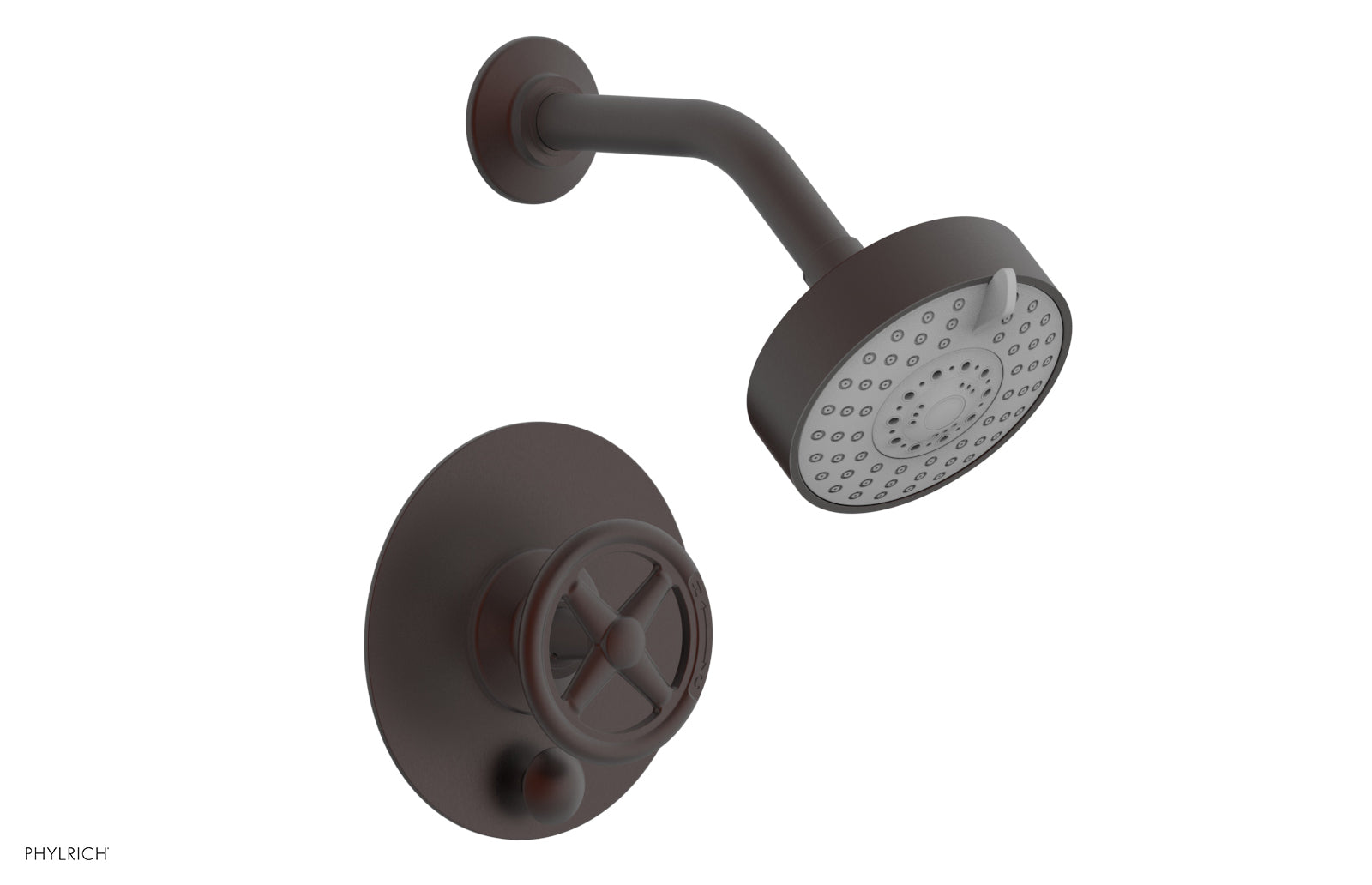 Phylrich WORKS Pressure Balance Shower and Diverter Set (Less Spout), Cross Handle