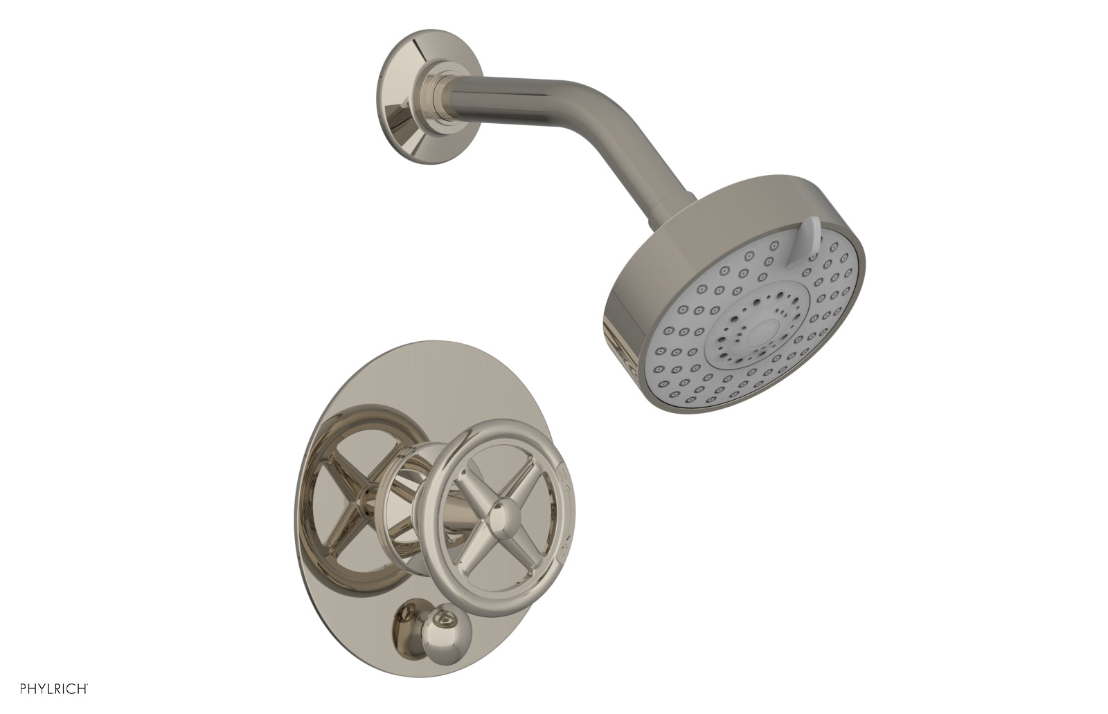 Phylrich WORKS Pressure Balance Shower and Diverter Set (Less Spout), Cross Handle