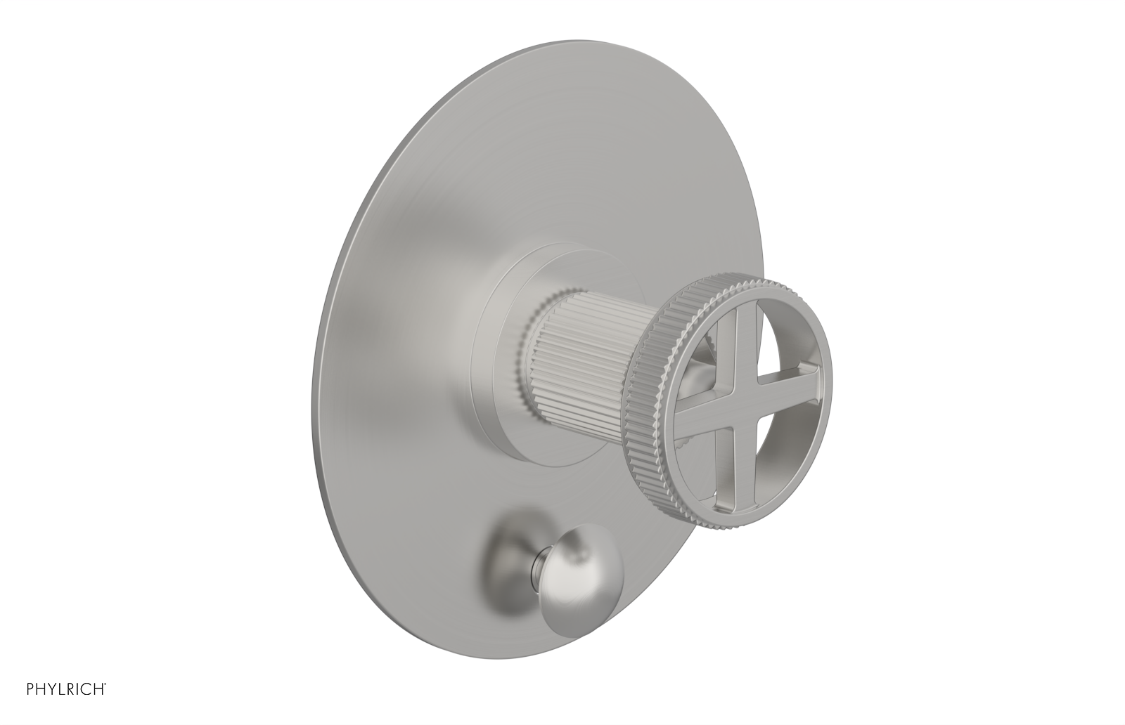 Phylrich Dustrie Grooved Pressure Balance Shower Plate with Diverter and Cross Handle Trim Set