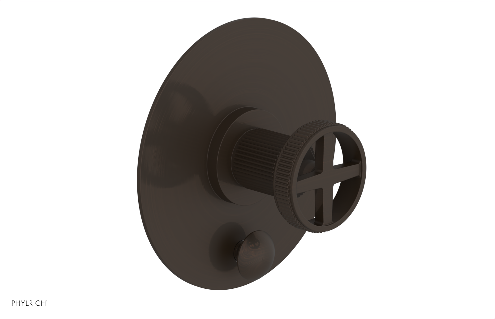 Phylrich Dustrie Grooved Pressure Balance Shower Plate with Diverter and Cross Handle Trim Set