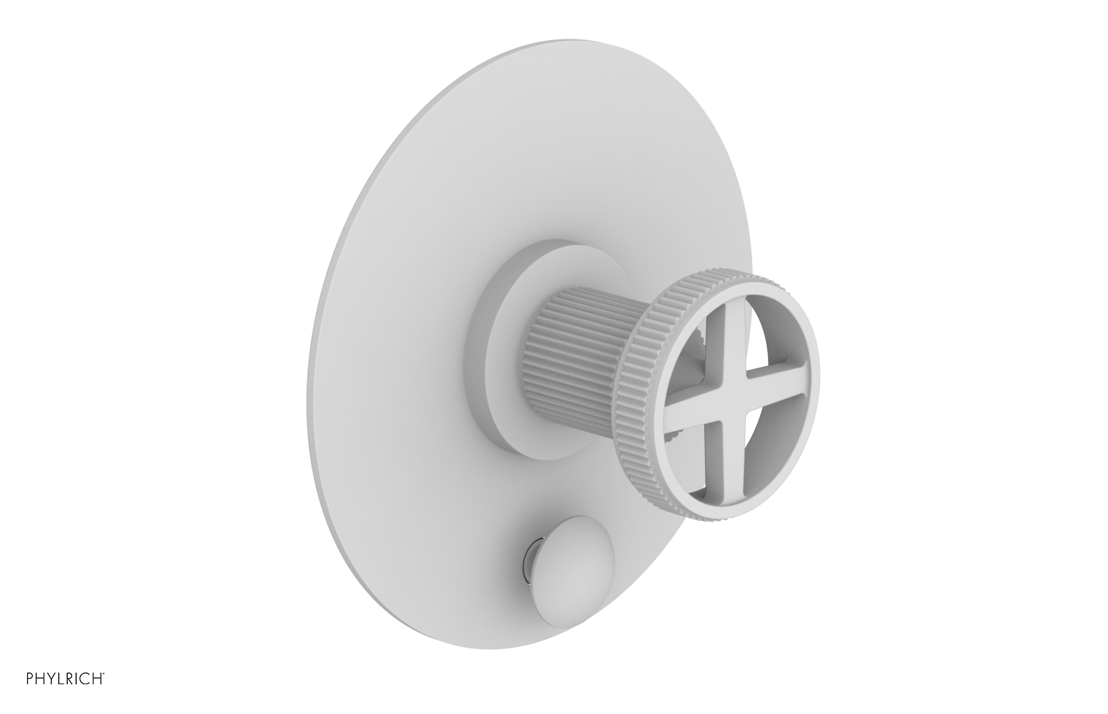 Phylrich Dustrie Grooved Pressure Balance Shower Plate with Diverter and Cross Handle Trim Set