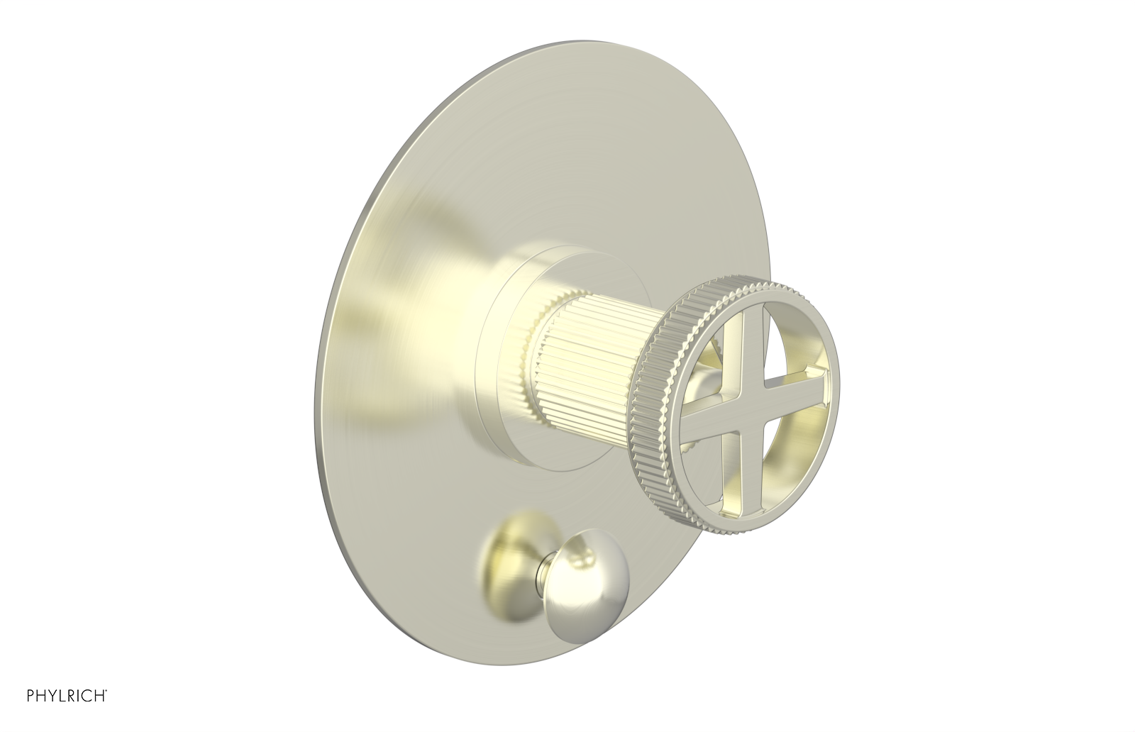 Phylrich Dustrie Grooved Pressure Balance Shower Plate with Diverter and Cross Handle Trim Set
