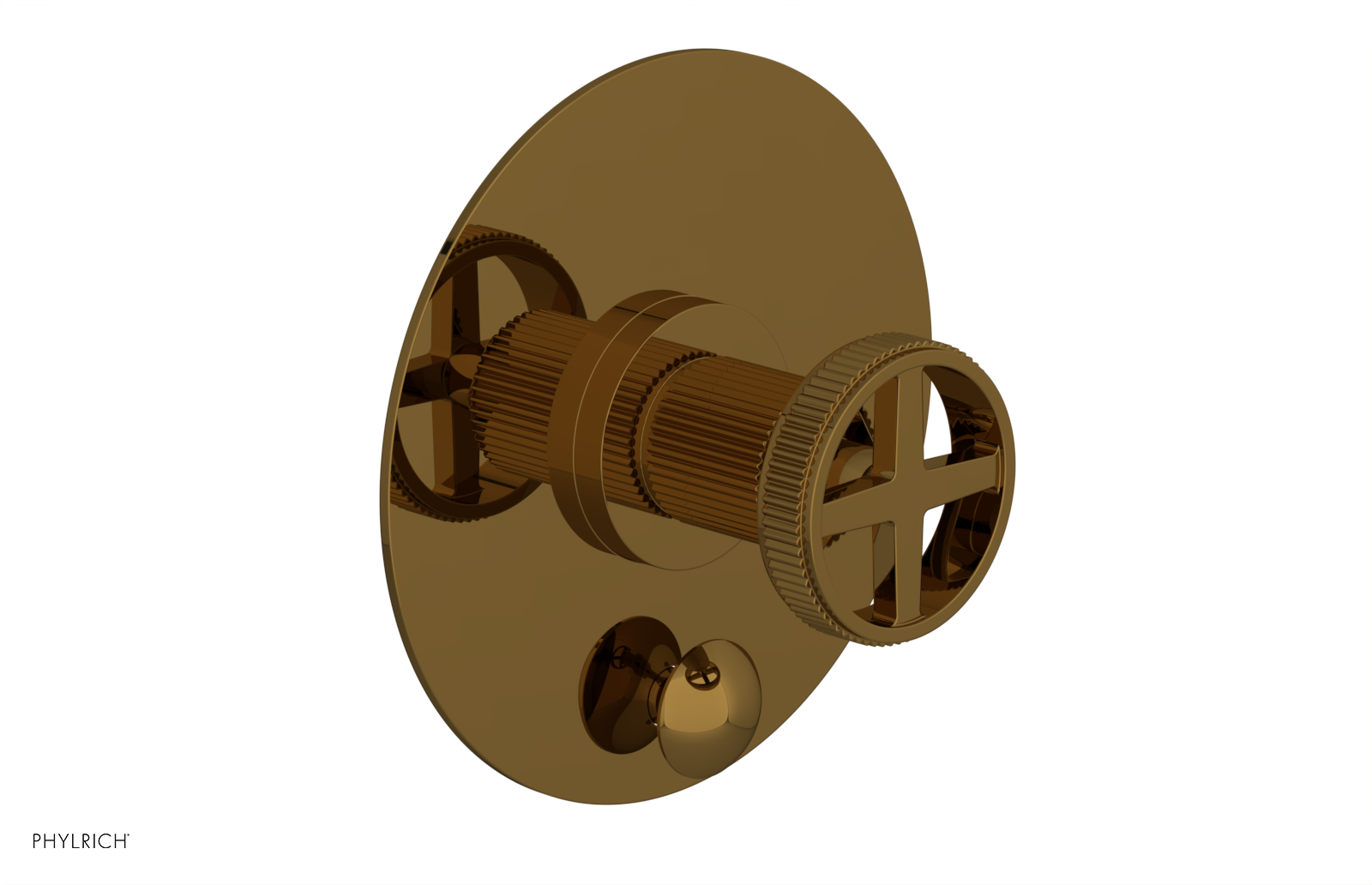 Phylrich Dustrie Grooved Pressure Balance Shower Plate with Diverter and Cross Handle Trim Set