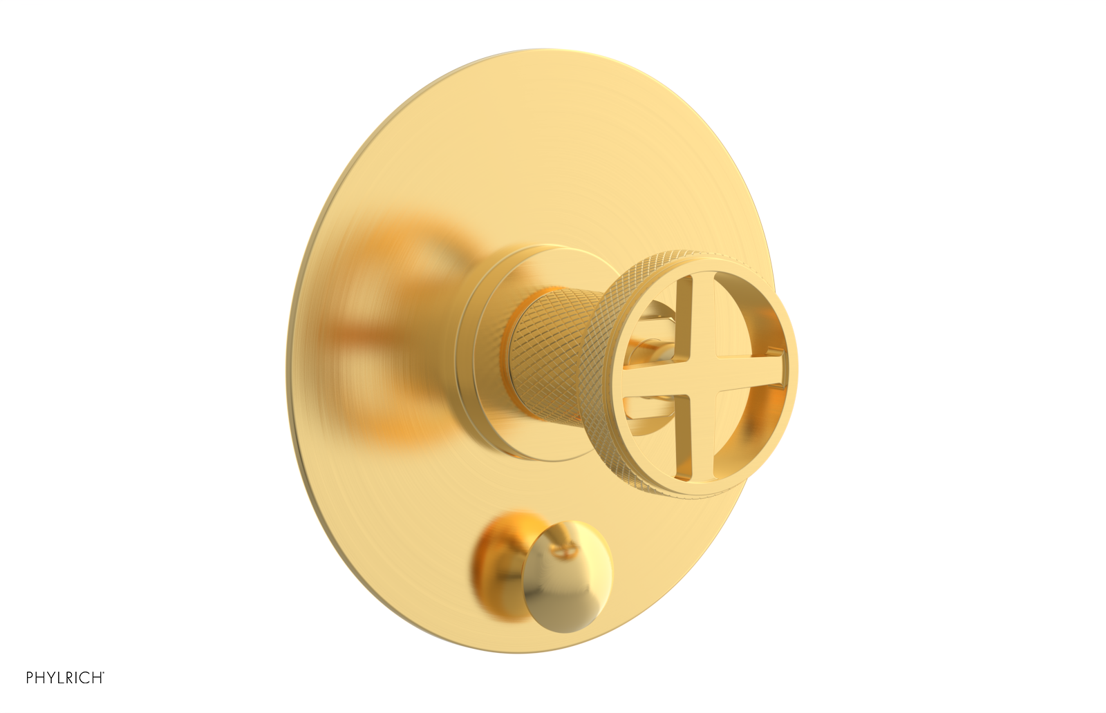 Phylrich Dustrie Knurled Pressure Balance Shower Plate with Diverter and Cross Handle Trim Set