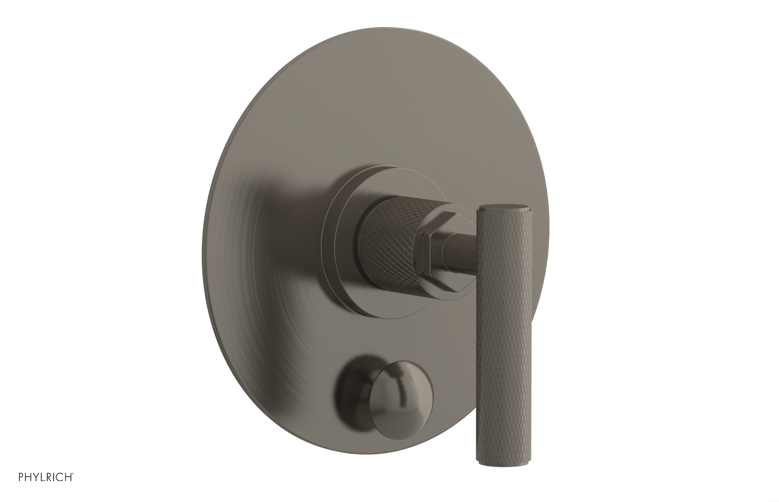 Phylrich Dustrie Knurled Pressure Balance Shower Plate with Diverter and Lever Handle Trim Set