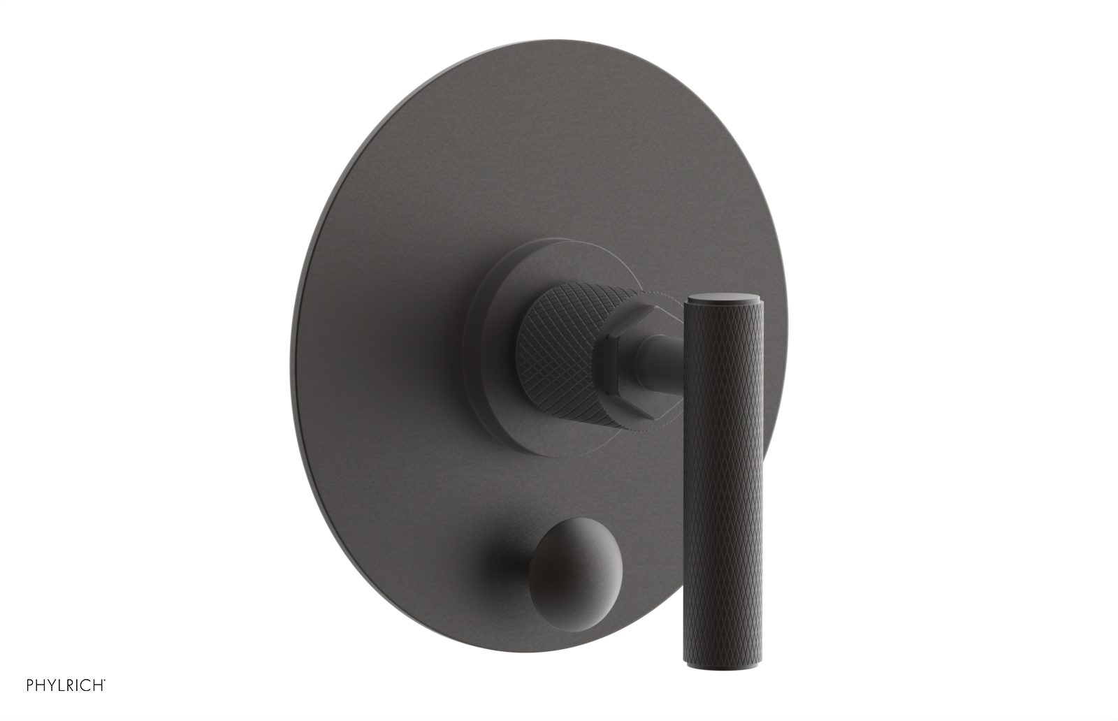 Phylrich Dustrie Knurled Pressure Balance Shower Plate with Diverter and Lever Handle Trim Set