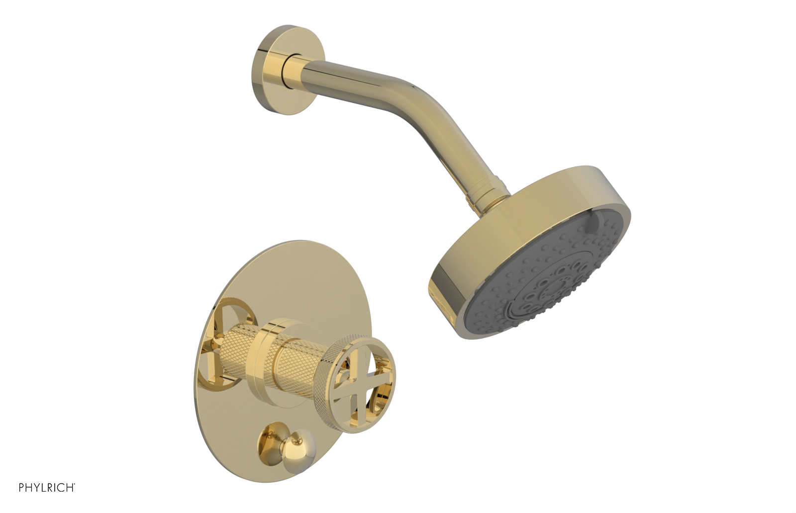 Phylrich Dustrie Knurled Pressure Balance Shower and Diverter Set with Cross Handle