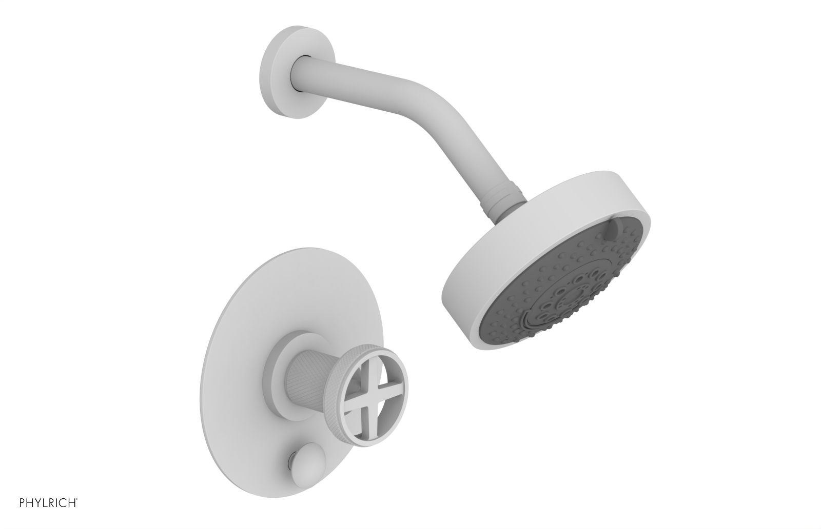 Phylrich Dustrie Knurled Pressure Balance Shower and Diverter Set with Cross Handle